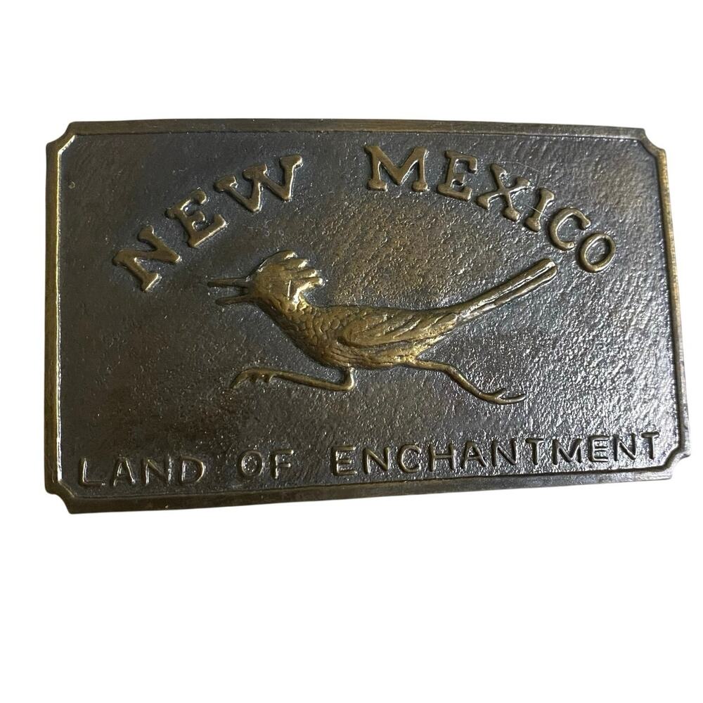 RARE Vintage Pewter New Mexico "Land of Enchantment" Road Runner Belt Buckle